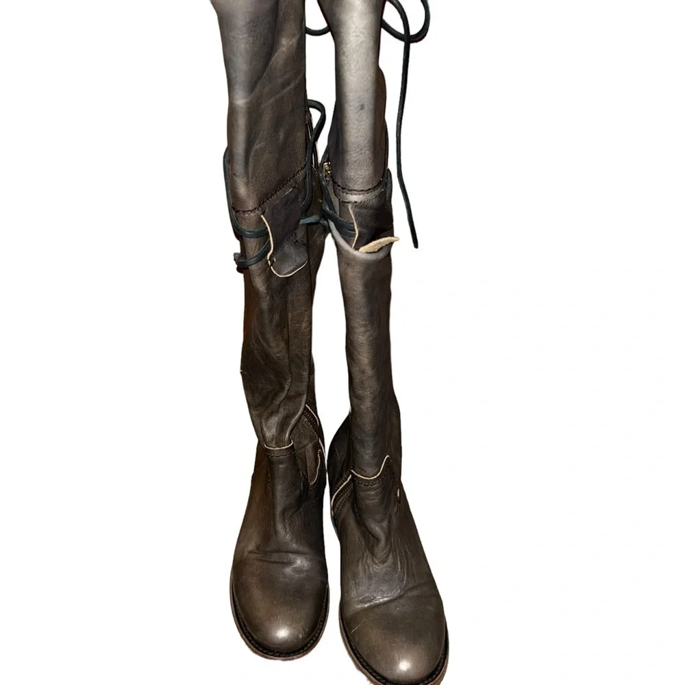 FREEBIRD by Steven Carolina Boots Brown Leather Over The Knee Distressed tall 8